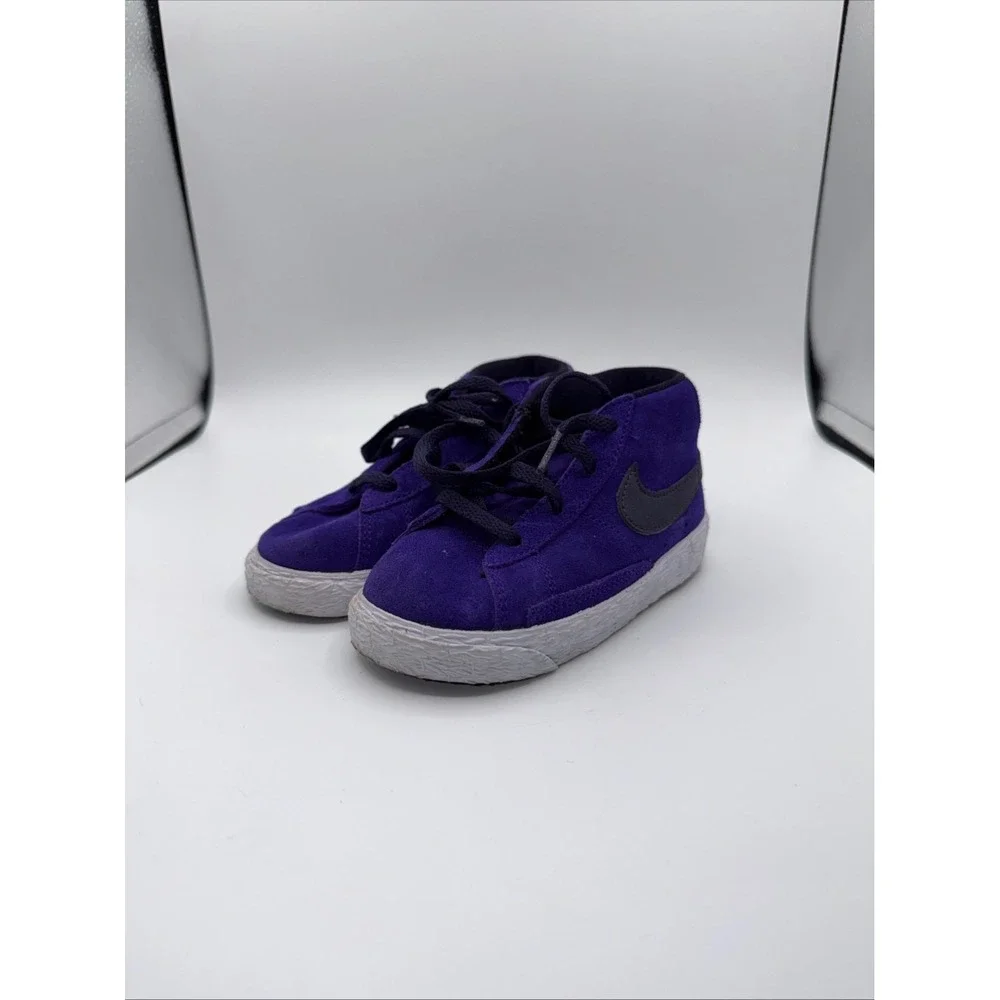 Nike Blazer Mid Purple Black 549551-502 Kids Size 8C Pre-Owned No Box